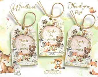 Greenery Woodland Favor Tags, Woodland 1st Party Supplies, Woodland Baby Shower, Deer party, Woodland 1st Birthday Decor, Instant Download