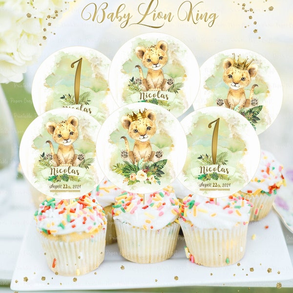 Lion King Cupcake Toppers, Lion King Baby Shower, Lion King Birthday Party, Wild One Birthday, Safari Birthday, Safari Baby Shower, Digital