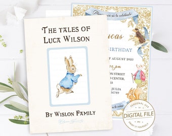 Petter Rabbit Birthday Invitation, 1st Birthday Invite, Boy Birthday Party, Beatrix Potter Book, Bunny Party Supplies, Baby Shower Printable