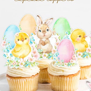 Easter Cake Decor, Bunny Party Supplies, Blush Pink Party Decor, Easter Party Supplies, Girl Baby Shower, Bunny Birthday Party, Printable