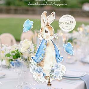 Boy Baby Shower Party Decor, Bunny 1st Birthday, Baby Shower Centerpiece, Boy Party Supplies, Rabbit Cutout, Table Decor, Instant Download