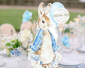 Baby Shower Party Decor, 1. Geburtstagsfeier, Beatrix Potter, Kaninchen-Babyparty, Tischdekoration, Ausschnitt Dekor, Jungen-Partyzubehör digital