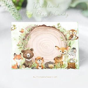 Carte alimentari per animali del bosco, cartoline vuote per cibo, baby shower nel bosco, compleanno nel verde del bosco, decorazione per torte, feste di compleanno, istantanee