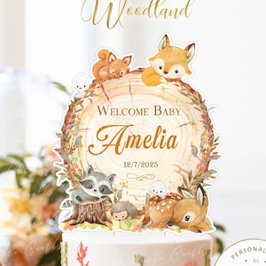Woodland Cake Topper, Woodland Animals Party Supplies, Woodland Cake Decor, Woodland Baby Shower, Woodland Birthday Party Decor, PRINTABLE