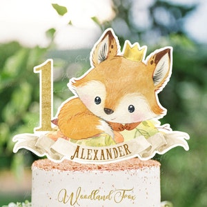 Topper torta volpe, Baby Shower volpe, Forniture per feste di compleanno di volpe, 1° compleanno, Decorazione per feste di volpe, Forniture per feste di volpe, Decorazione per torta di volpe, Stampabile