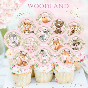 Printable Woodland Girl Centerpieces, Woodland Baby Shower Decor, Pink Woodland Party Decor, Blush Pink Baby Shower, Woodland Party Supplies