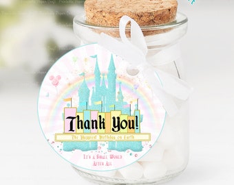Birthday Party Favor Tags, 1st Birthday Party Favors, Round Thank You Tags, Birthday Party Decor, Magical Birthday Party Supplies, Printable