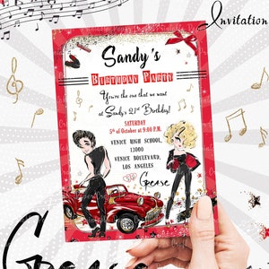 Digital Retro 1950s Birthday Party Invitation, Fifties Birthday Invitation, Grease Theme Party Supplies, Retro Party Decor, 50s Theme Party