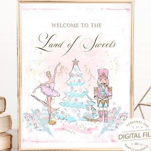 Nutcracker Party Supplies, Nutcracker Party Sign, 1st Birthday, Christmas Party Decor, Sugar Plum Fairy, Land of Sweets, Ballet Party Decor