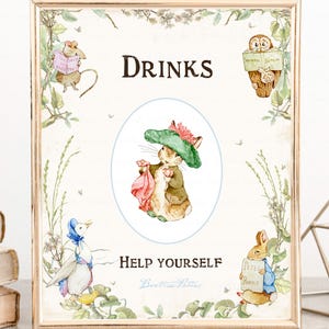 Baby Shower Party Decor, Peter Rabbit Shower Party, 1st Birthday, Girl Party Supplies, Birthday Sign, Christening Day, Flopsy Bunny, Digital