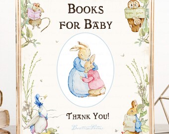 Baby Shower Party Decor, Peter Rabbit Shower Party, 1st Birthday, Girl Party Supplies, Birthday Sign, Christening Day, Flopsy Bunny, Digital