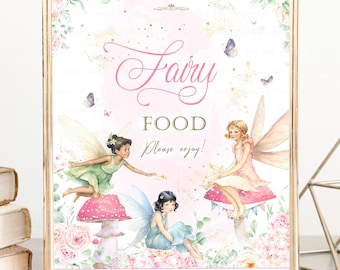 Fairy Food Table Sign, Fairy Party Supplies, Fairy Party Sign, Fairy Birthday Party Decor, Fairy Princess, 1st Birthday, Fairy Baby Shower
