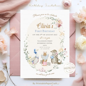 Invito Peter Rabbit, invito baby shower, articoli per feste Peter Rabbit, festa di compleanno bambina, festa del 1° compleanno, decorazioni baby shower digitali