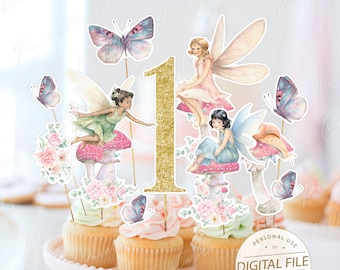 28-Piece Fairy Cake Topper Set – Includes Mini House, Mushrooms, Flowers, Leaves For Fairy Birthday Party - View #3