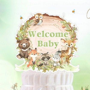 Wald-Baby-Dusche-Dekor, Wald-Herzstück, Wald-Windel-Torte, Wald-Party-Zubehör, Wald-Tiere-Party-Dekor, PRINTABLE
