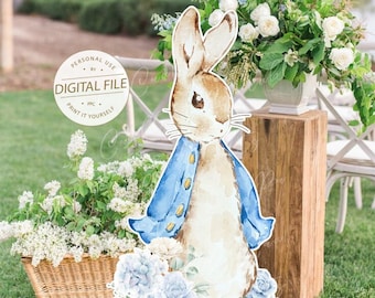 Babyparty-Dekor, Kaninchen-Ausschnitt, Baby-Dusche-Dekor, Jungen-Partyzubehör, Taufe-Tags-Party-Mittelstück, Häschen 1. Geburtstag Digital