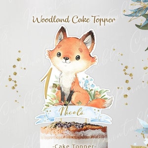 Topper torta volpe, Baby Shower volpe, Forniture per feste di compleanno volpe, Centrotavola ragazzo volpe, Forniture per feste piccola volpe, Toppers torta volpe, stampabile