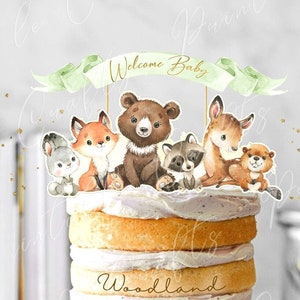 Woodland Cake Topper, Woodland Animals Centerpiece, Woodland Baby ...