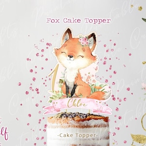 Topper per torta volpe, baby shower volpe, forniture per feste di compleanno volpe, centrotavola ragazza volpe, forniture per feste piccola volpe, toppers torta volpe, stampabile