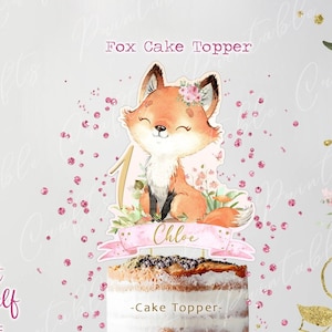 Fox Cake Topper, Fox Baby Shower, Fox Birthday Party Supplies, Fox Girl Centerpiece, Little Fox Party Supplies, Fox cake Toppers, Printable