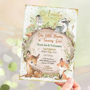 Woodland Girl Invitation, Woodland Birthday Invitation, Woodland Baby Shower Invite, Woodland Party Decor, Woodland Party Supplies STAMPABILE