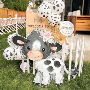 Farm Party Decor, Farm Animals Cutout Decor, Cow Party Supplies, 1st Birthday Party Decor, Cow Stand Up Prop, Girl Baby Shower, Digital File
