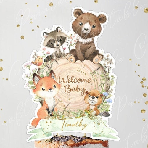 Woodland Cake Topper Woodland Animals Centerpieces Woodland - Etsy