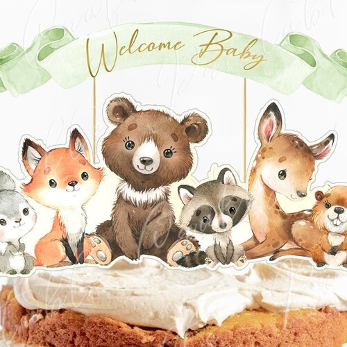Woodland Cake Topper Woodland Animals Centerpiece Woodland | Etsy
