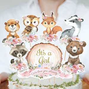 Woodland Girl Party Supplies, Woodland Cake Toppers, Woodland Baby Shower, Woodland Animals Party Supplies, Woodland Animals Decor PRINTABLE