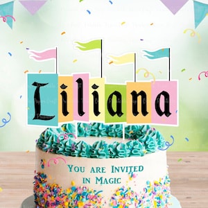 Personalized Cake Topper, Birthday Cake Decor, Birthday Centerpiece, Magical Birthday Party Decor, Printable Party Supplies Custom Name Cake