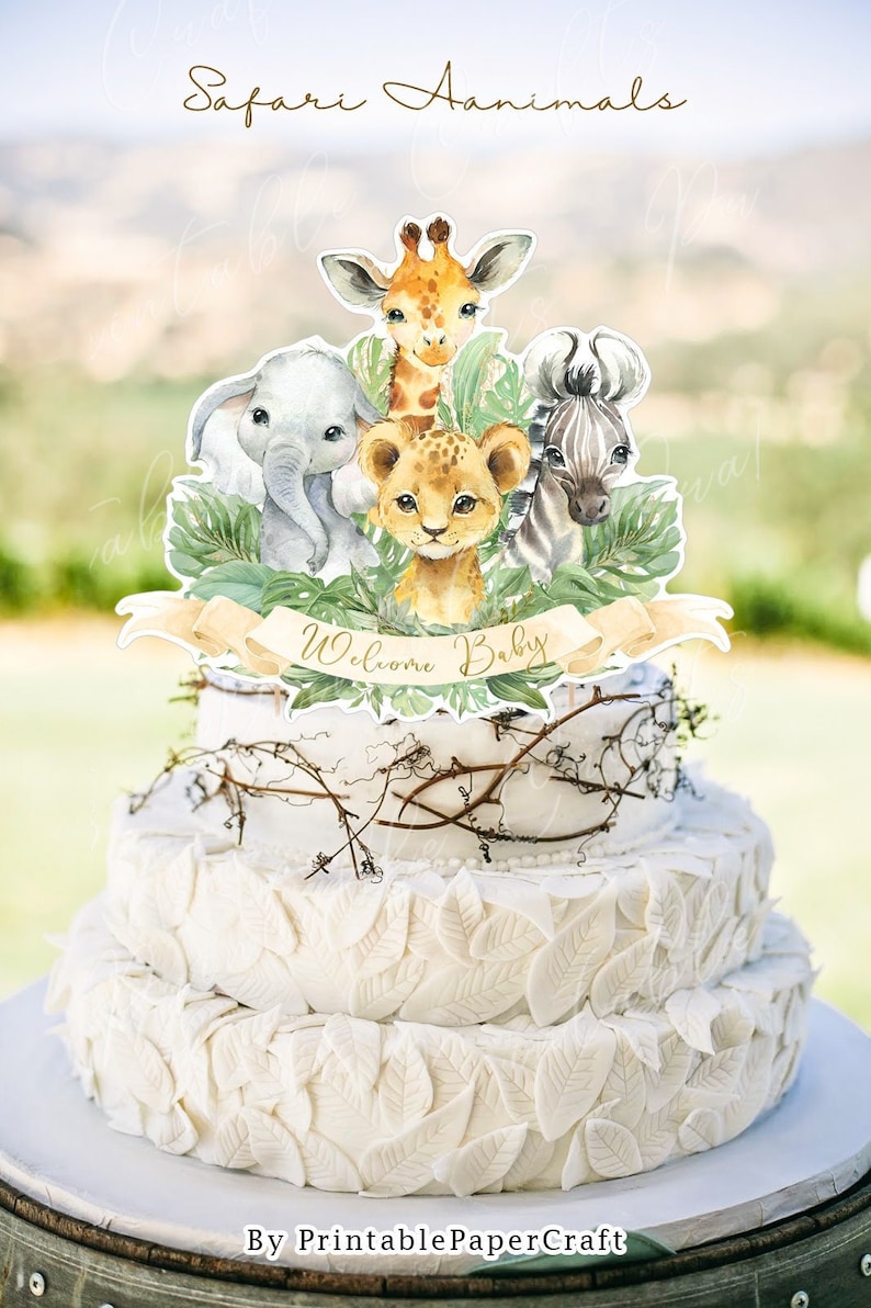 Safari Baby Shower Cake Topper Safari Animals Centerpiece Etsy