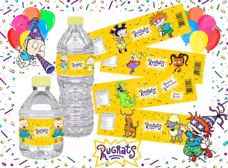 Rugrats Water Bottle Labels Rugrats Water Bottle Party Decor | Etsy