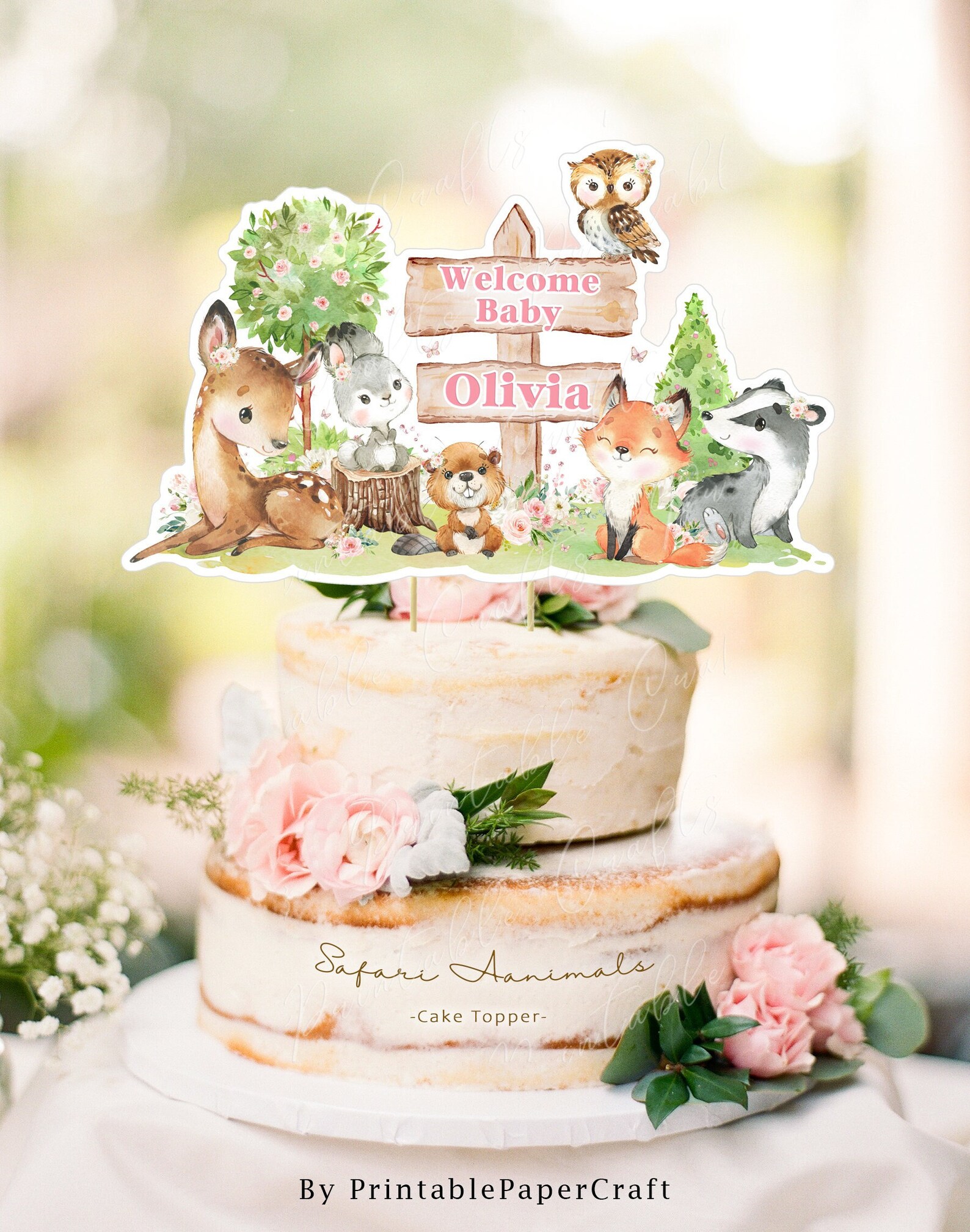 Woodland Cake Topper Woodland Animals Centerpieces Woodland - Etsy