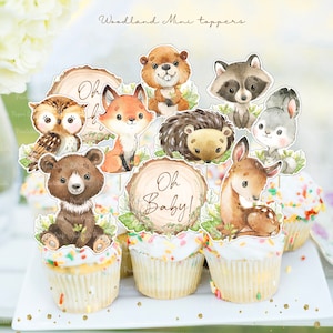 Waldtiere Mittelstücke, Cupcake Toppers, Wald Babyparty, Oh Baby Waldausschnitte Windel Kuchen Dekor, Geburtstagskind, Sofort