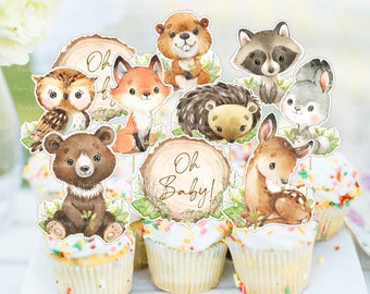 Woodland Animals Centerpieces, Cupcake Toppers, Woodland Baby Shower, Oh Baby Woodland Cutouts Diaper Cake Decor, Birthday Boy, Instant