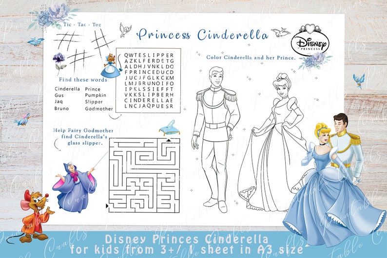 Cinderella Disney classic Activity Page Printable Activity | Etsy