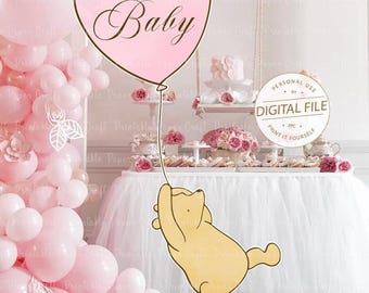 Classic Winnie The Pooh Baby Shower Decor, Classic Winnie Cutout Balloon, Girl Baby Shower, Classic Winnie Balloon Centerpiece, Digital File