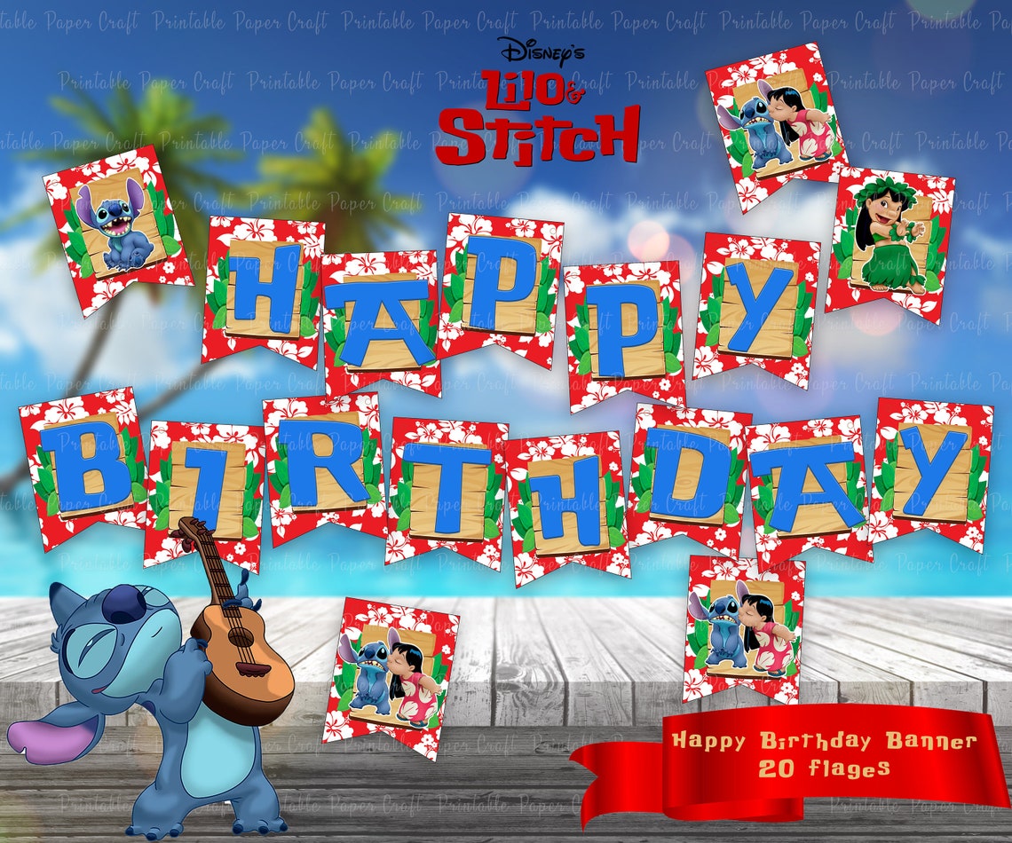 Lilo and Stitch Disney Banner Printable Party Birthday | Etsy