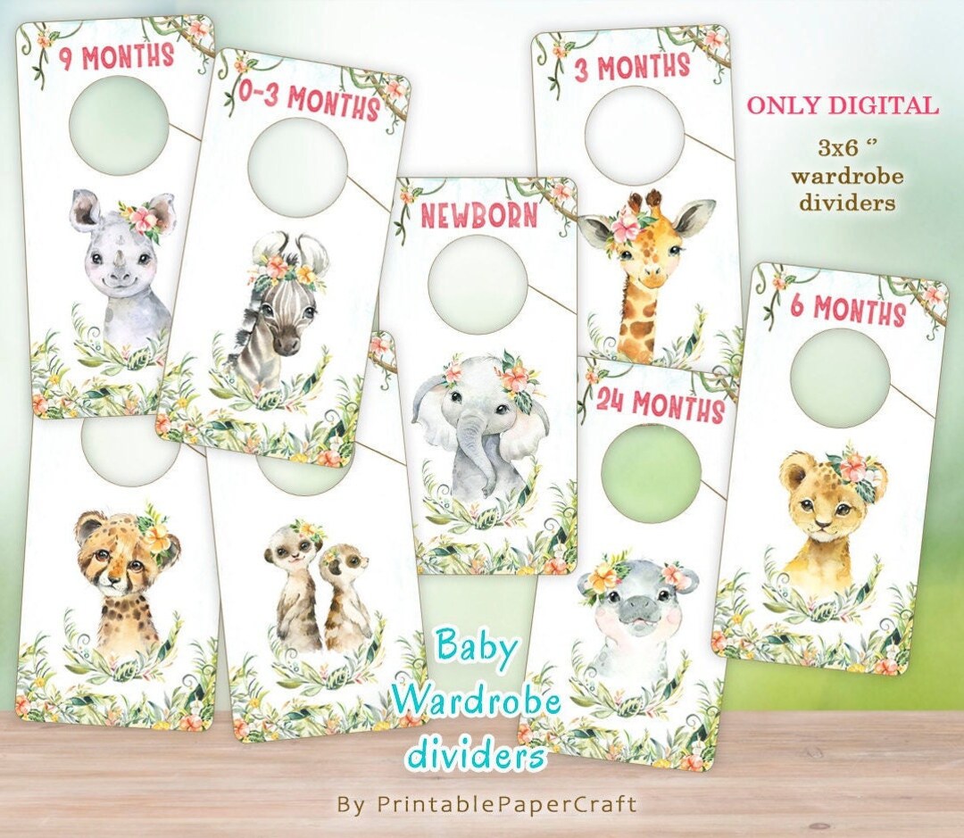 Safari Nursery Closet Dividers, Baby Closet Organizer, Baby Wardrobe