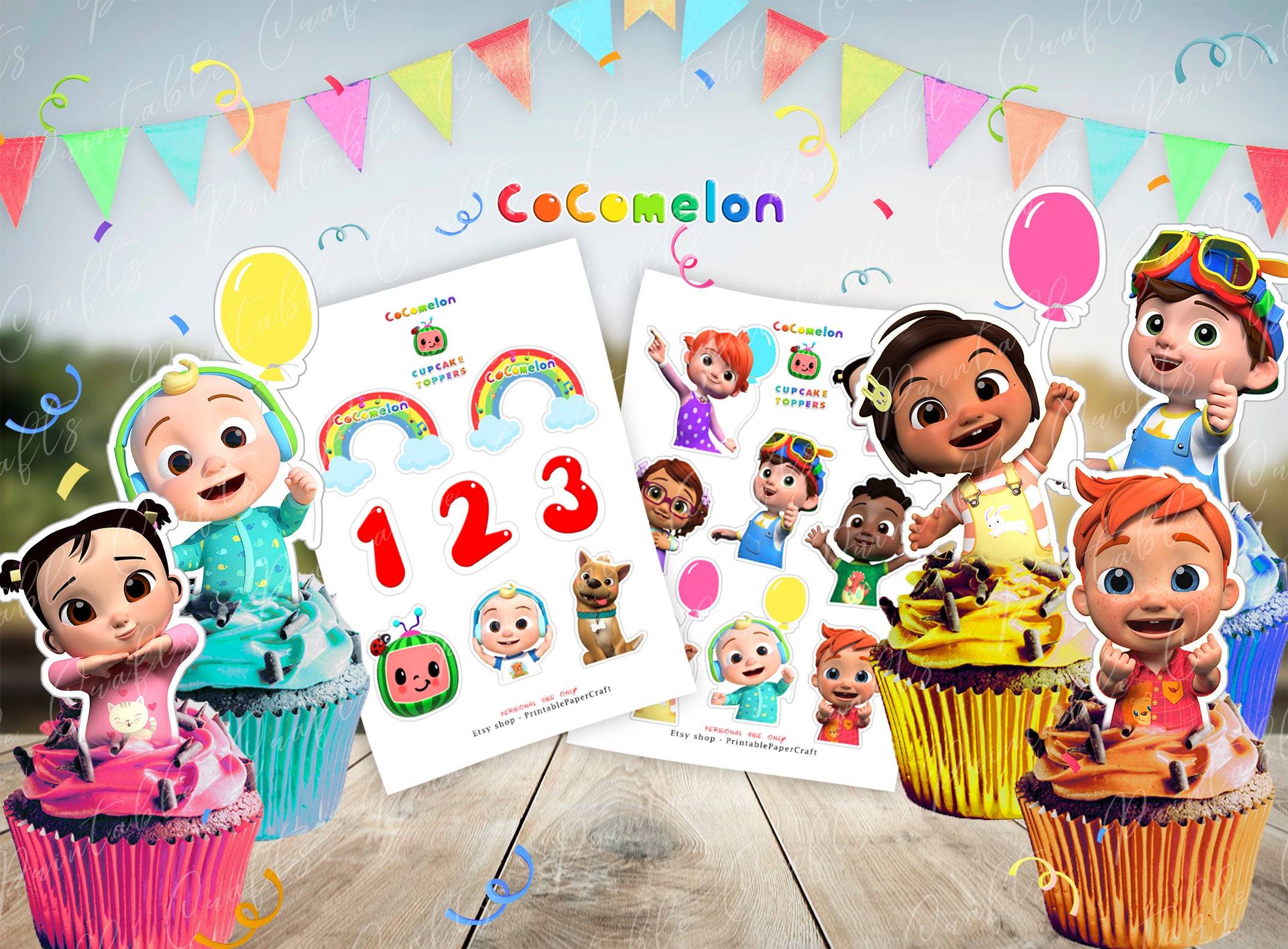 Cocomelon Cupcake Toppers Cocomelon Party Supplies Cocomelon | Etsy