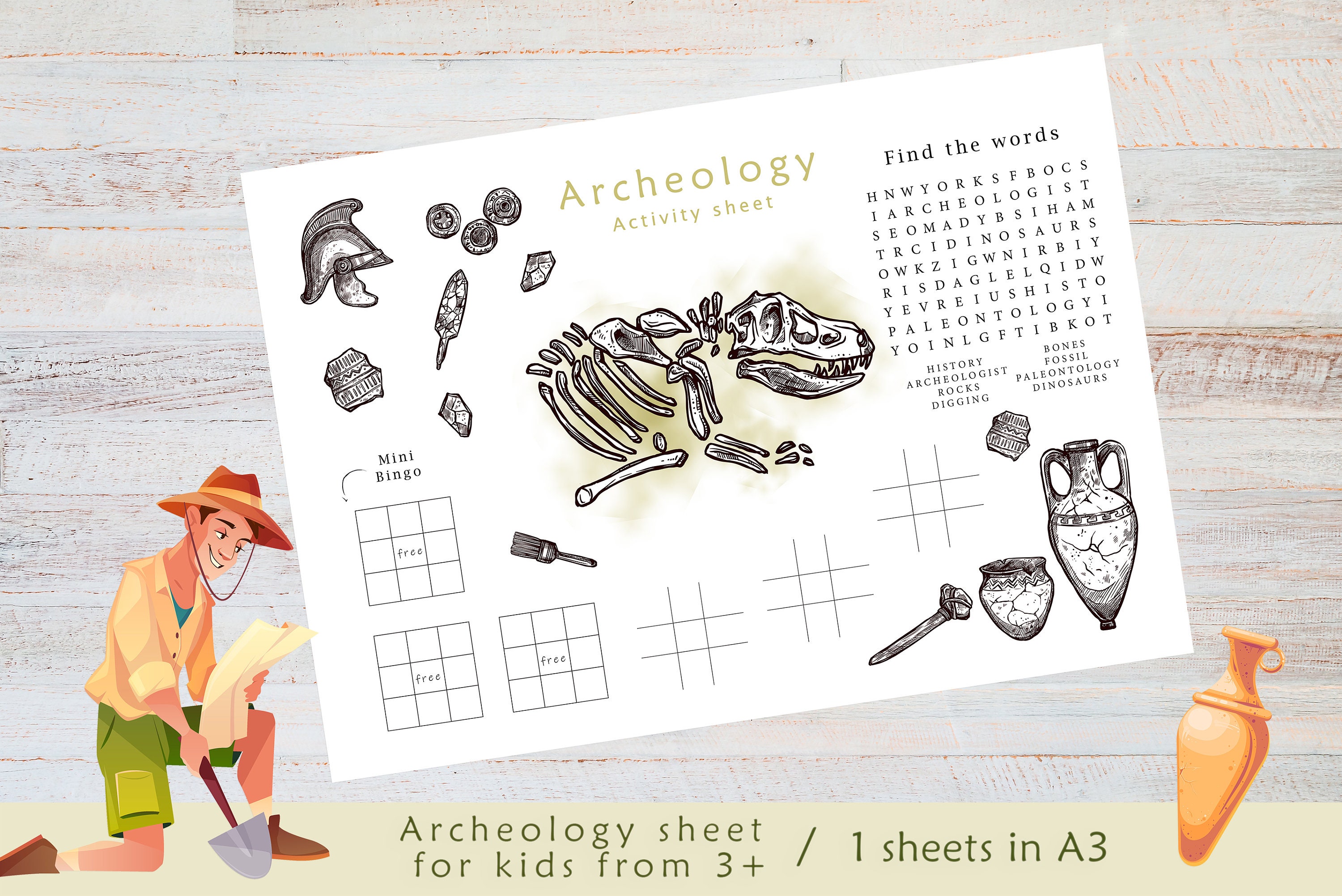 Archeology Printable Coloring Page Printable Activity | Etsy UK