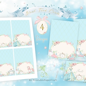 Tarjetas de tienda de comida de Cenicienta, suministros para fiestas de Cenicienta, tarjetas de comida para fiestas, decoración de fiesta de cumpleaños de princesa, suministros para fiestas de 1er cumpleaños, digitales