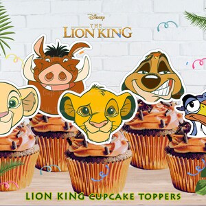 Ct 7 Diy Lion King Cupcake Toppers Paper Party Supplies Stickers Labels s