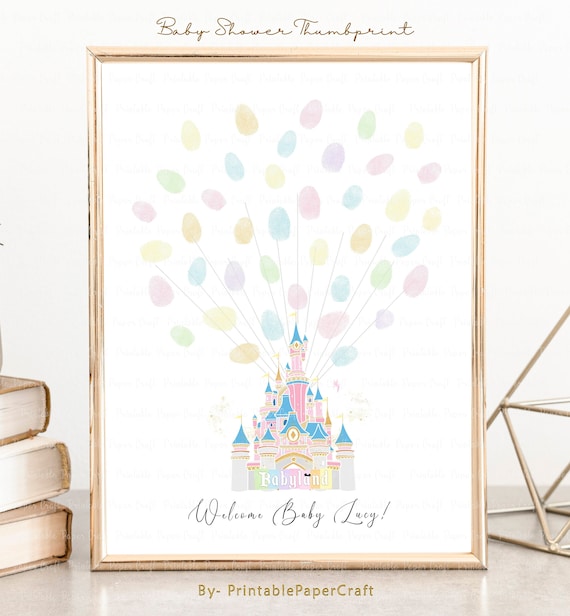 Baby Shower Thumbprint Guestbook, Babyland Party Decor, Shower Fingerprint Sign, Girl Baby Shower, Princess Party Decor, Small World Party