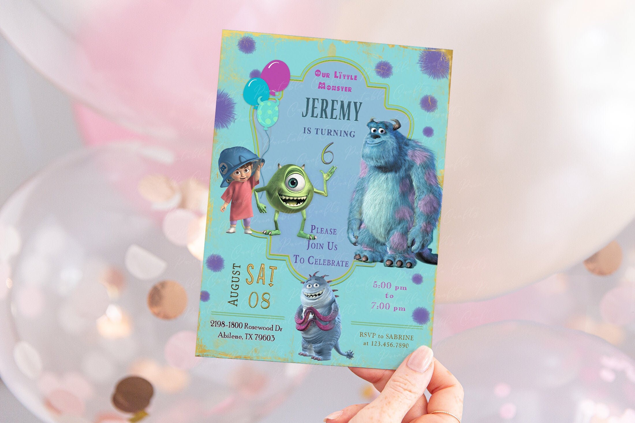 Monsters Inc Invitation Monsters Inc Birthday Invitation Etsy