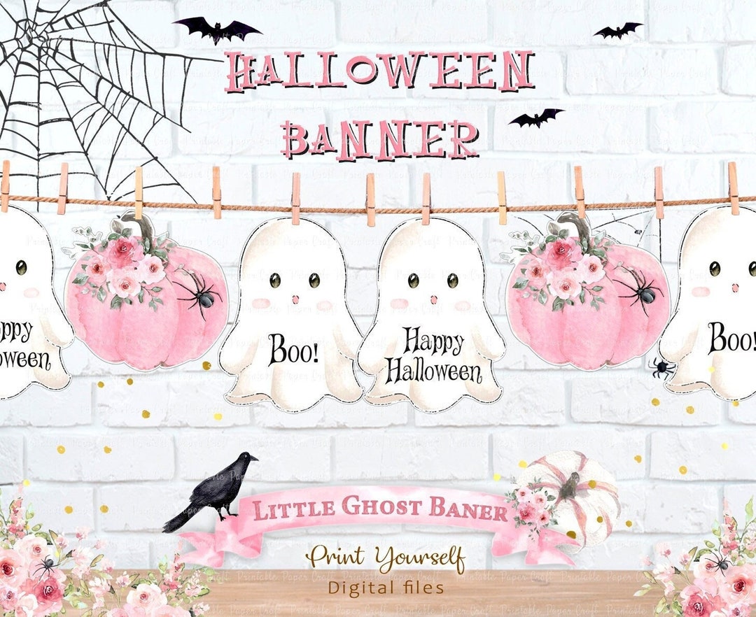 Rosa Halloween-Geister-Banner Set – Süß-gruselige Deko Für Kinderpartys, Geburtstage & Mehr
