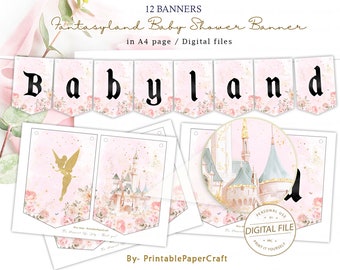 Baby Shower Banner, Babyland Baby Shower, Babyland Party Decor, Girl Baby Shower, Babyland Shower Sign, Princess Party Supplies, Printable
