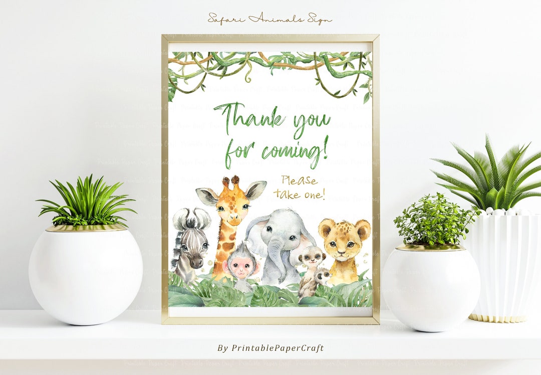 Thank You for Coming Sign, Safari Baby Shower Party Supplies, 1st