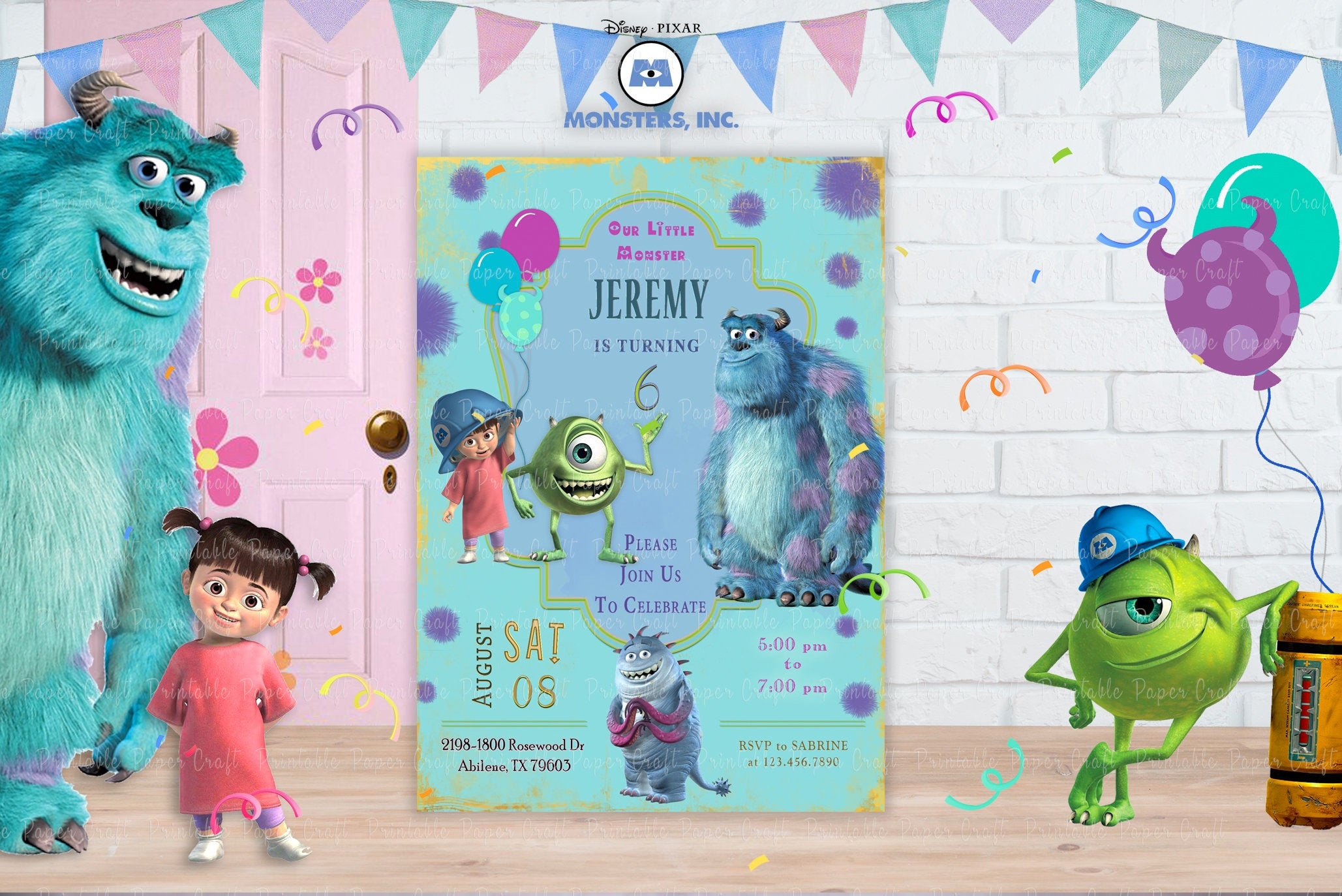 Monsters Inc Invitation Monsters Inc Birthday Invitation Etsy