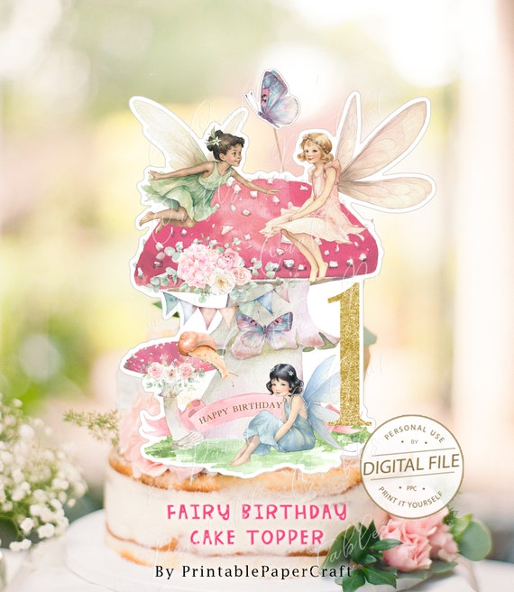 Decoraciones De Fiesta De Cumpleaños De Hadas Para Niñas, Suministros De Fiesta De Cumpleaños De Jardín De Hadas Con Telón De Fondo De Feliz Cumpleaños, Globos, Decoración De Pastel, 12 Adornos